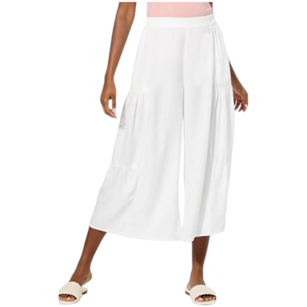 Antthony Side Panel Ruffle Gaucho Pant White - Regular